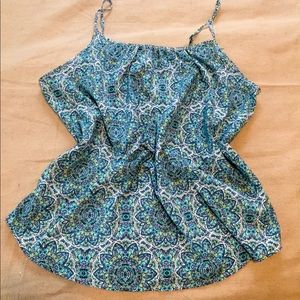 Faded Glory Blue and Green Satin Camisole | XL